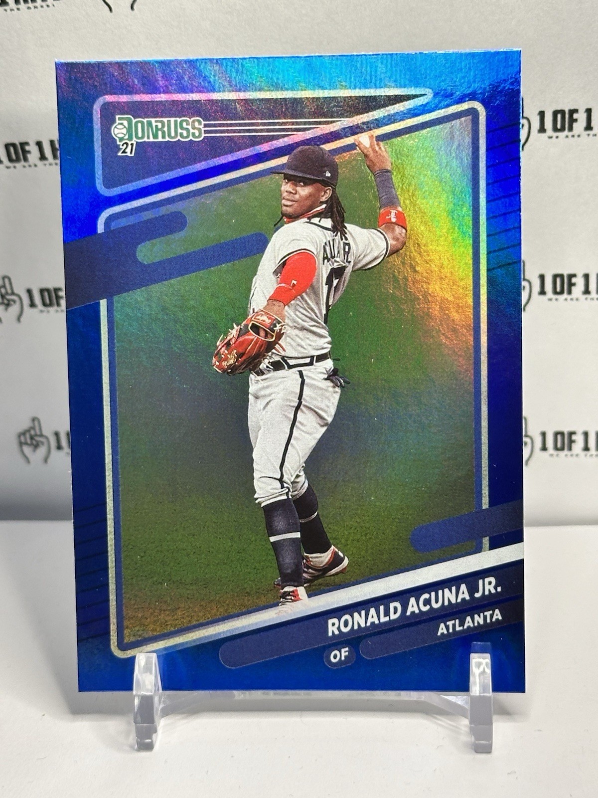 2021 DONRUSS BLUE HOLO BORDER RONALD ACUNA JR. #192