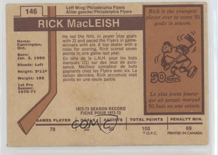 1973-74 O-Pee-Chee Light Back Rick MacLeish #146 16jy