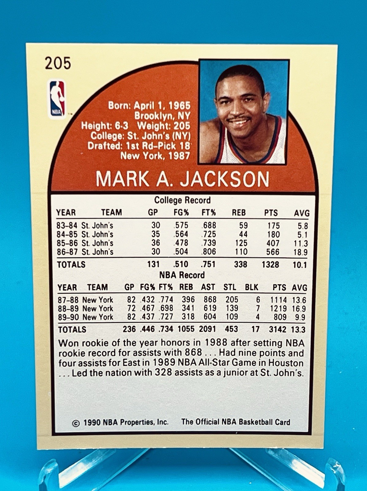 NBA Hoops Mark Jackson 1990 #205 New York Knicks Basketball NBA Menendez Bros NM