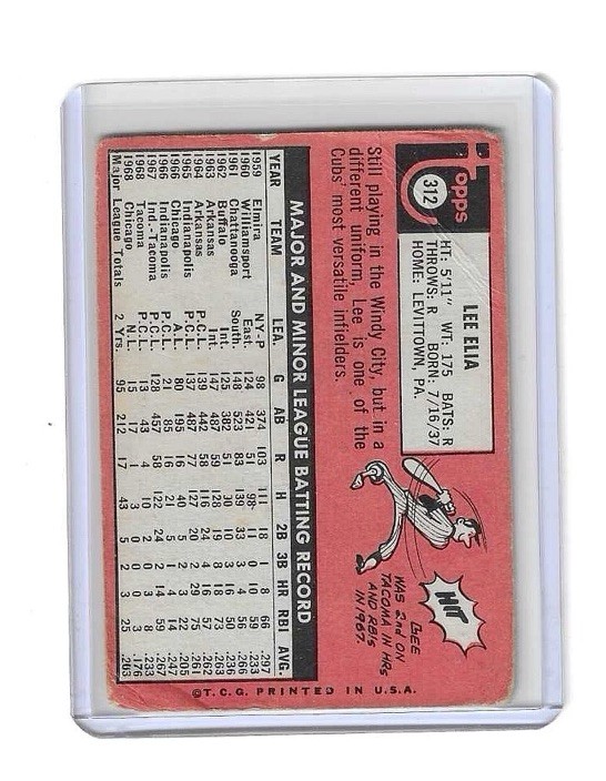 1969 Topps Lee Elia #312 LOW GRADE