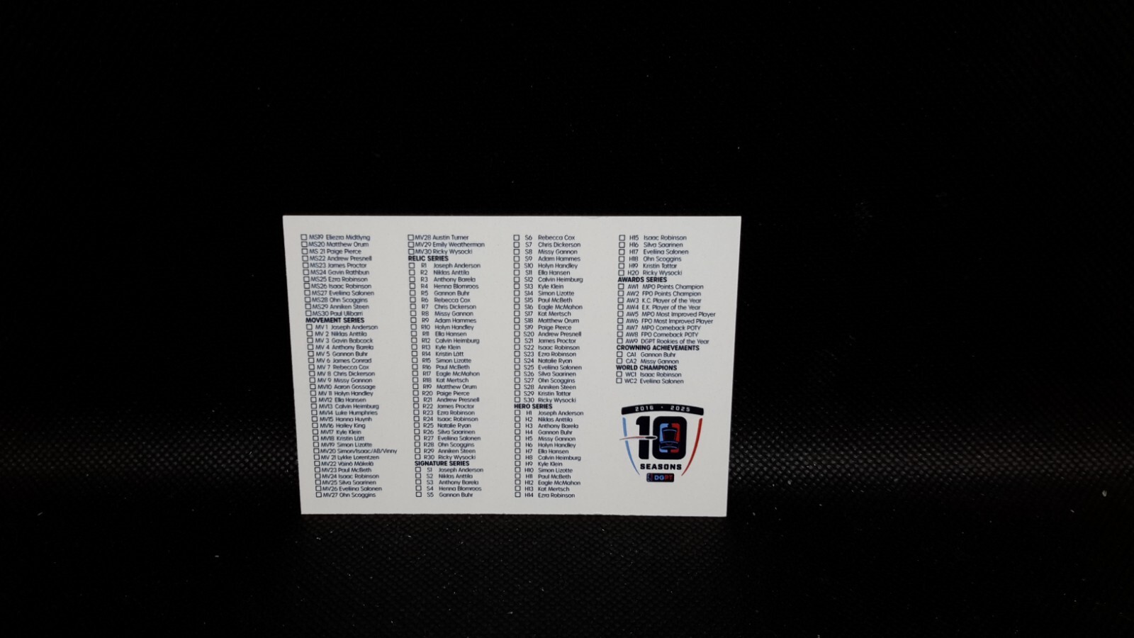 2025 Disc Golf Pro Tour WHITE /25 Parallels Pick your card Complete your set