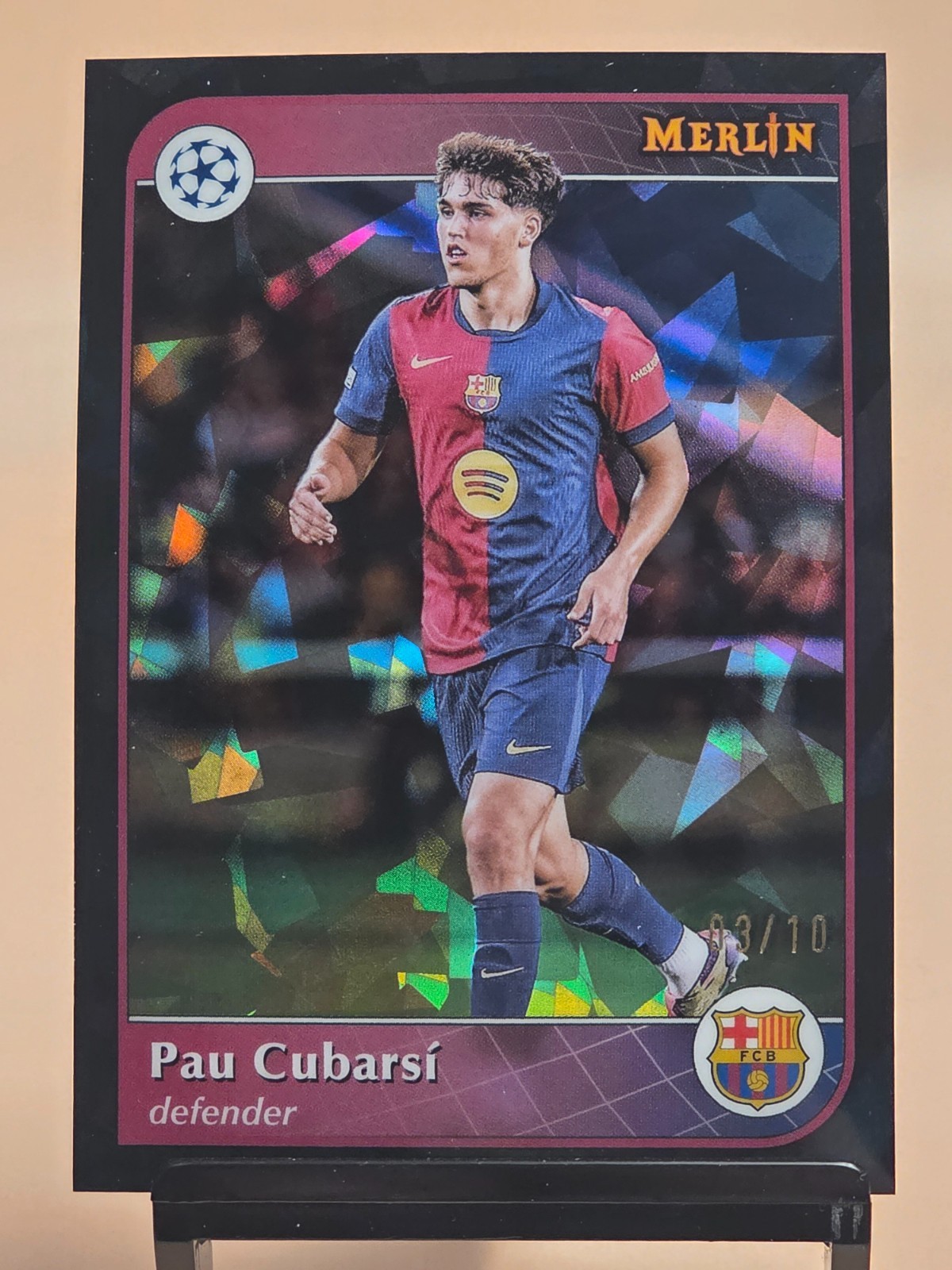 2025 TOPPS MERLIN UEFA CHAMPIONS LEAGUE PAU CUBARSI 3/10 BLACK ATOMIC #2