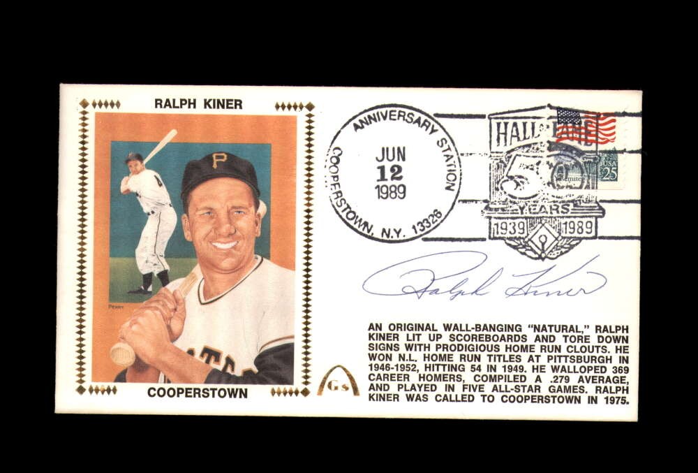 Ralph Kiner Signed 1989 First Day Cover Cache FDC Cooperstown Autograph