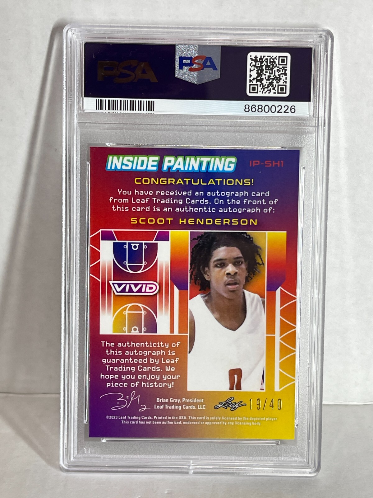 2022-23 Leaf Vivid Inside Painting ROOKIE /40 Scoot Henderson PSA 10 POP 1