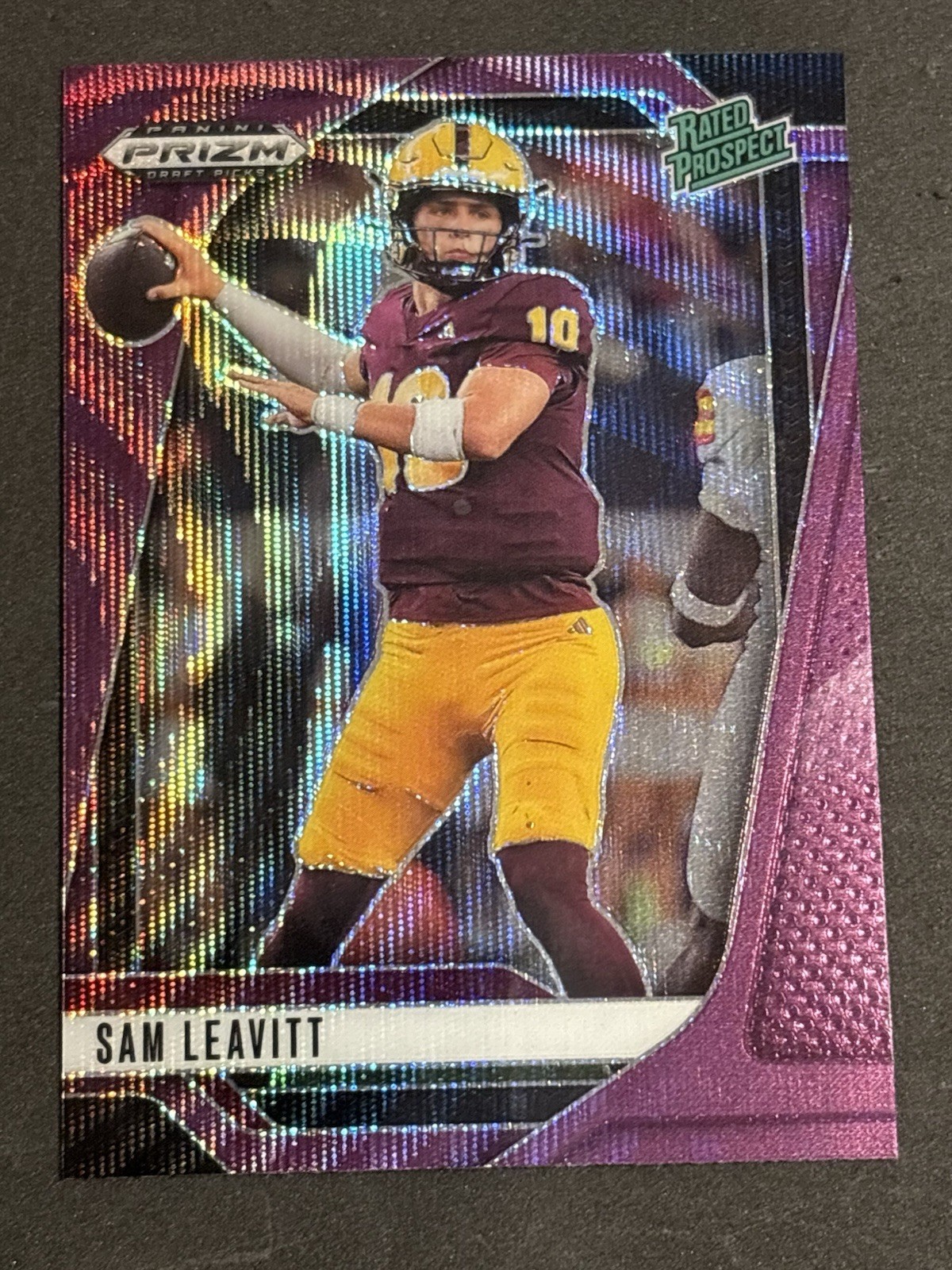 2025 Panini Prizm Draft Picks Sam Leavitt #6 Rated Prospect Purple Wave Prizm