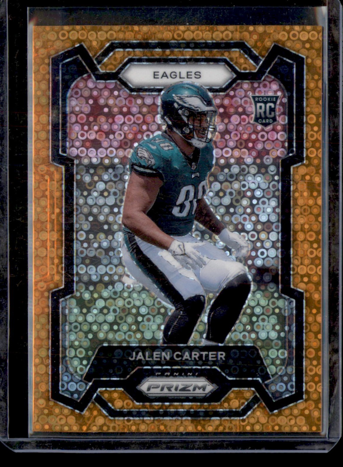 2023 Panini Prizm Jalen Carter RC Orange Disco Rookie #381 Philadelphia Eagles