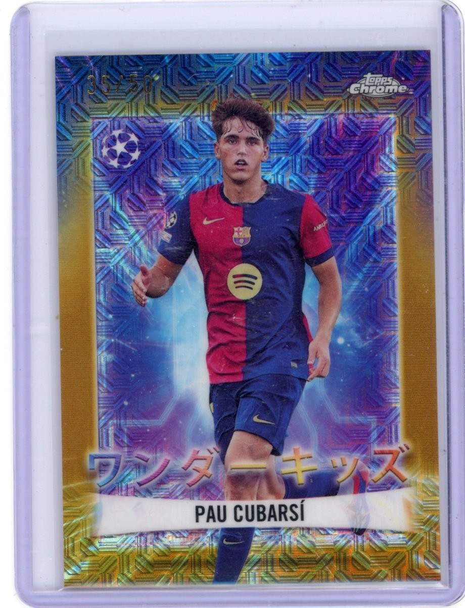 Pau Cubarsi 2024 Topps Chrome UCC Japan Edition Wonderkids Gold Mojo /50 #WK-4