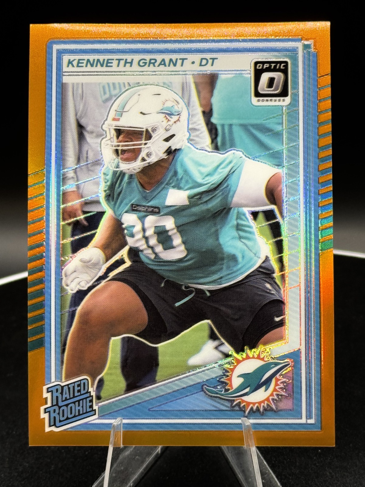 2025 Donruss Optic Orange Rated Rookie #216 Kenneth Grant (RC) /299 Dolphins