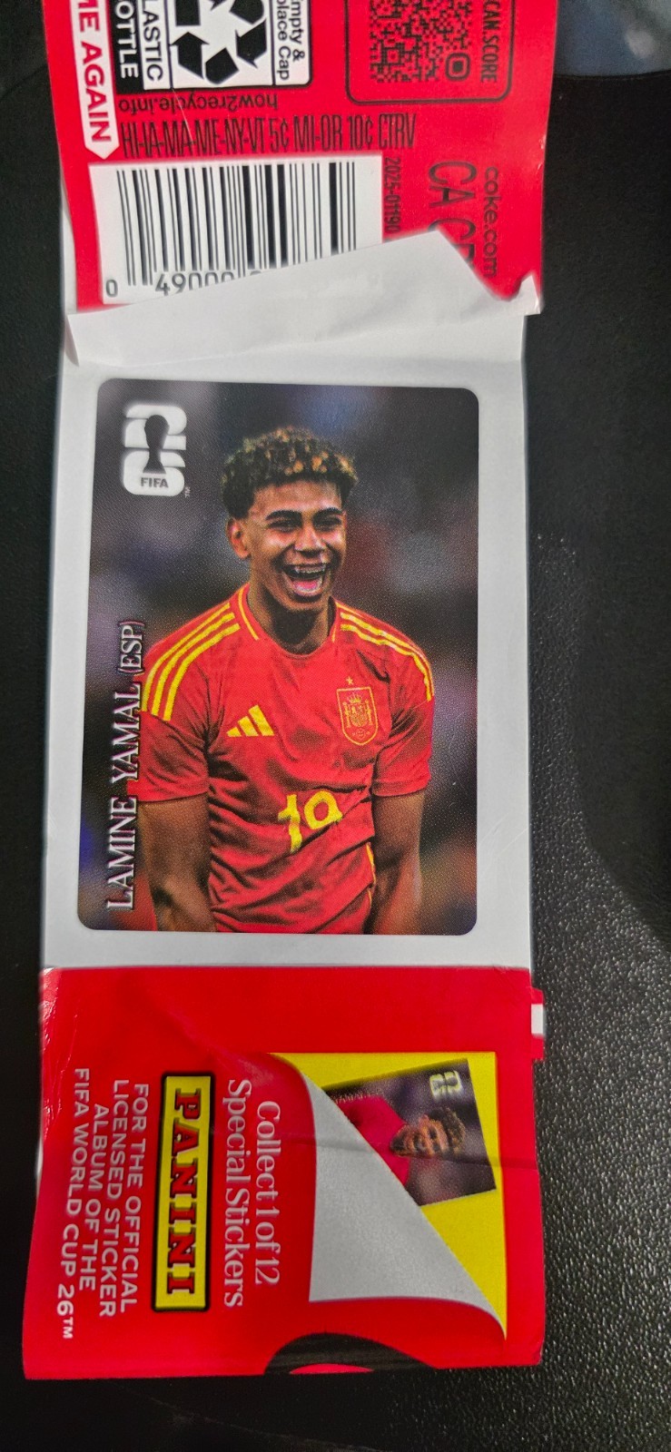 Lamine Yamal 2026 FIFA World Cup Panini Soccer Sticker Spain Coca Cola