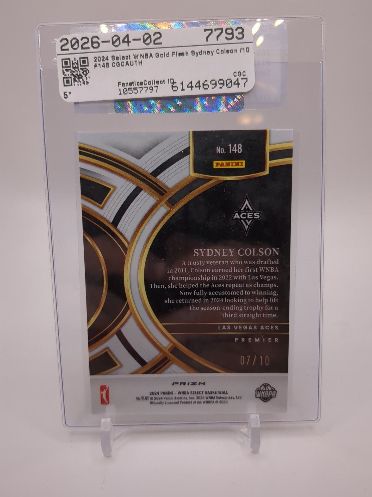 2024 Panini Select WNBA Premier Level Sydney Colson #148 Gold Flash Prizm /10
