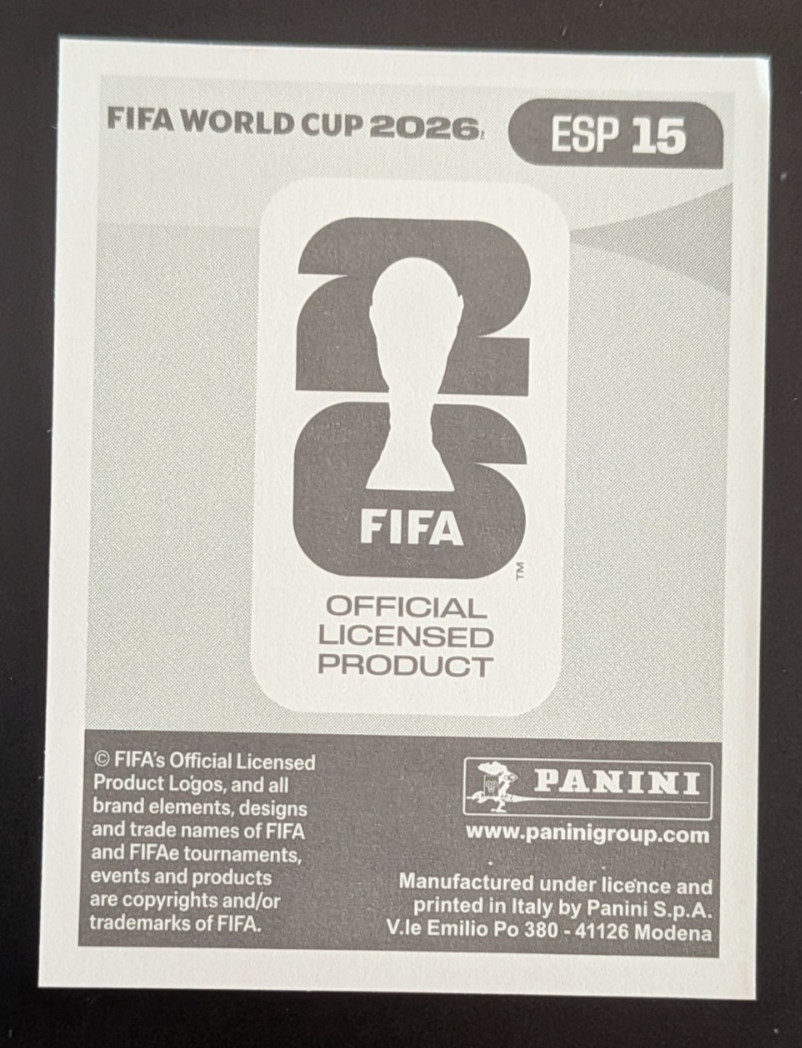 2026 Panini FIFA World Cup Sticker Lamine Yamal #ESP 15 Spain White
