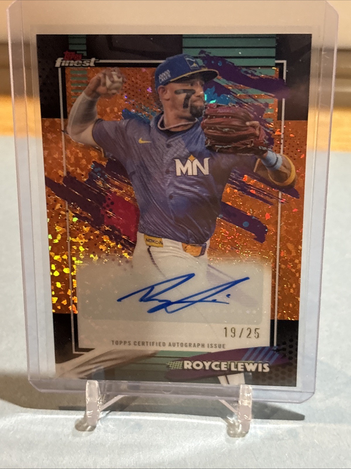 2026 Topps Finest Royce Lewis Orange Mini-Diamond Auto #19/25 Minnesota Twins SP