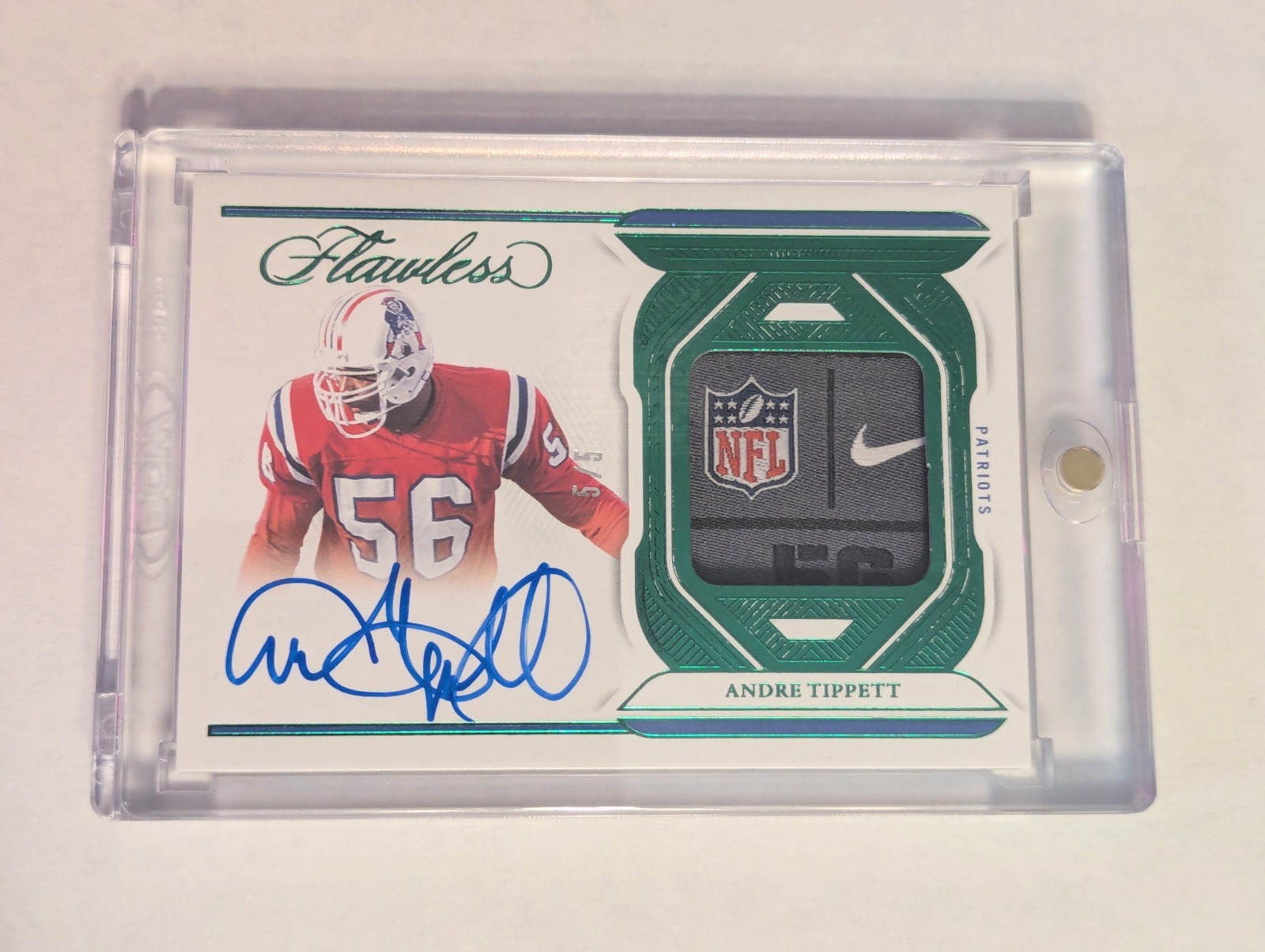 2023 Panini Flawless Andre Tippett Auto 5/5 NFL Shield Nike Swoosh #DPA-ATI