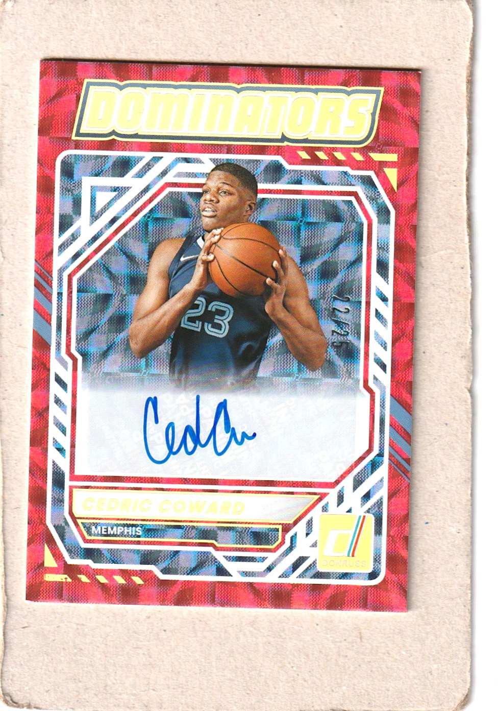 2025-26 Donruss Cedric Coward RC Auto Dominators Red #22/25 Memphis Grizzlies