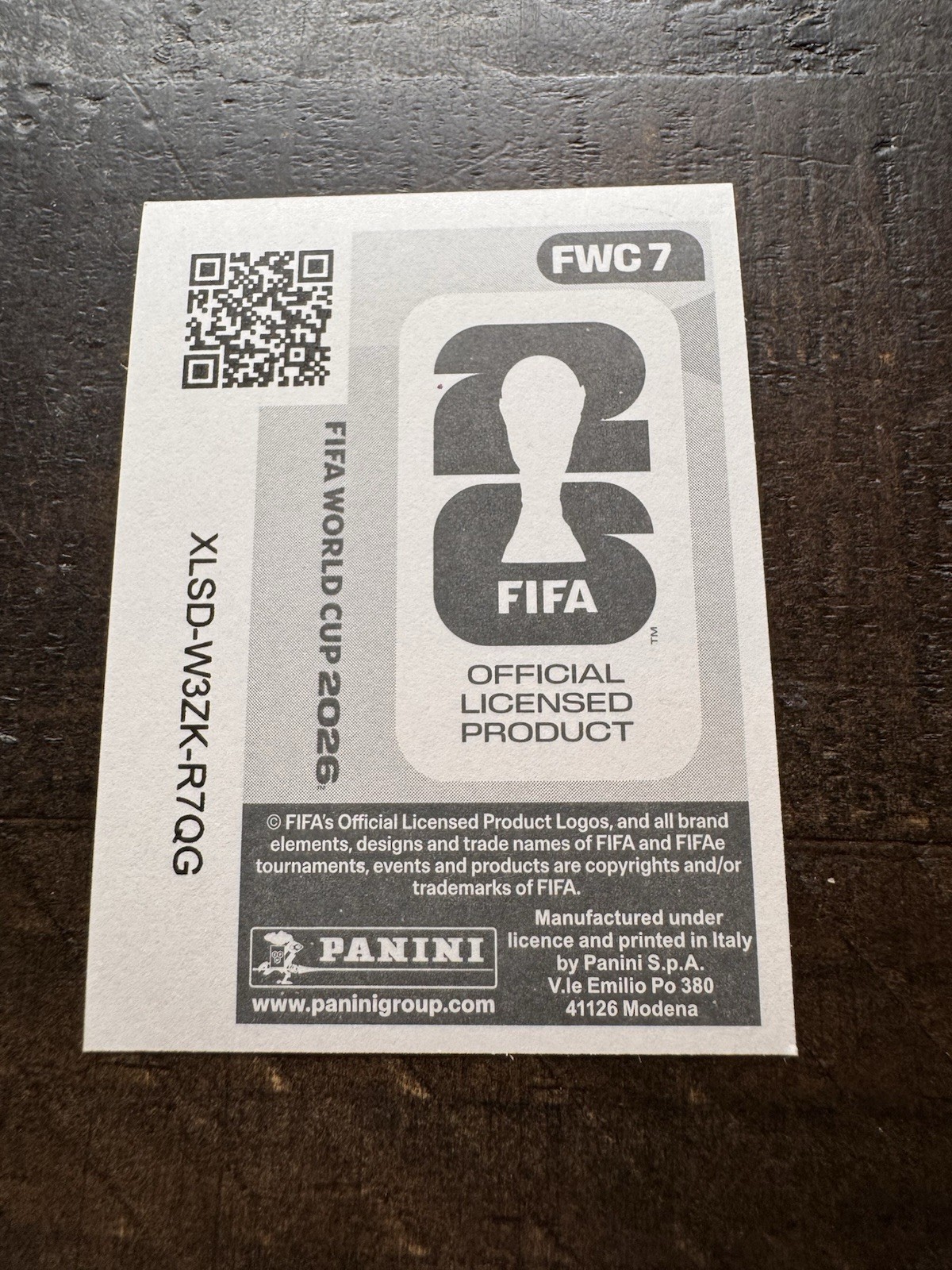 2026 Panini World Cup Sticker World Cup Trophy FWC 7 Green