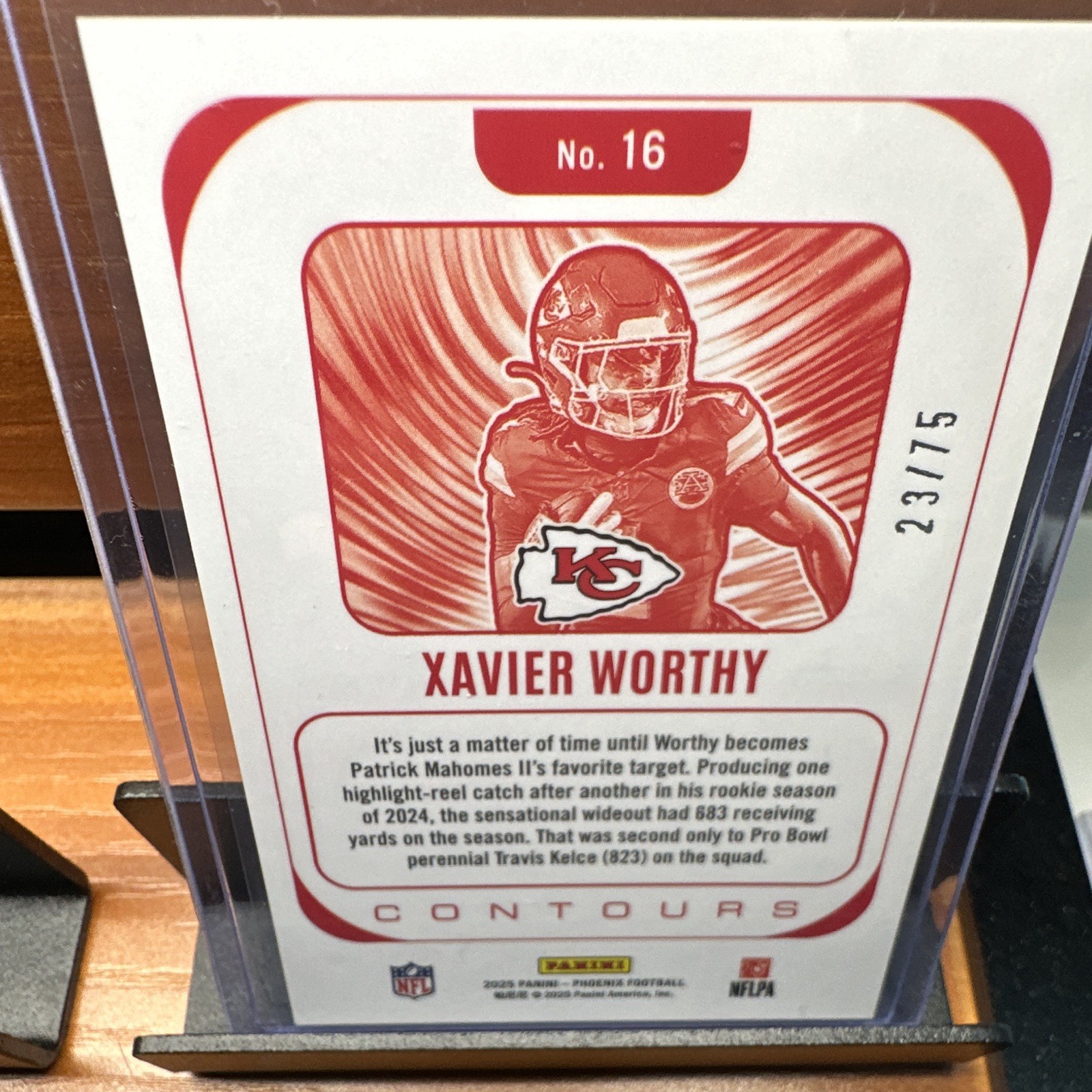 Panini Phoenix 2025 Contours Xavier Worthy Chiefs #16 serial numbered /75