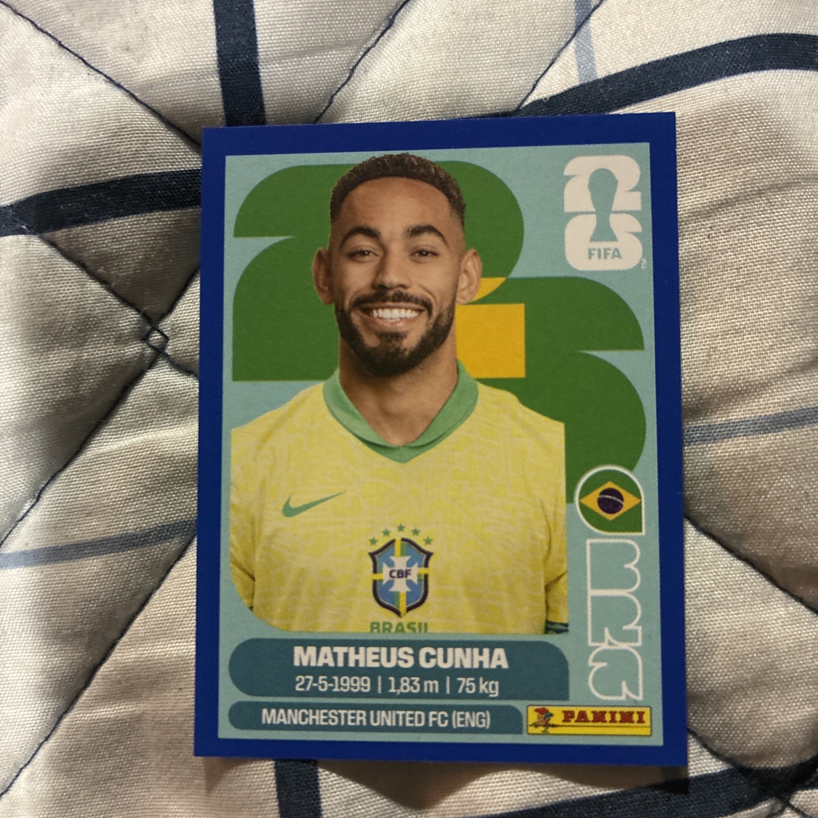 MATHEUS CUNHA 2026 Panini FIFA World Cup Sticker BLUE BORDER #BRA17 Brazil