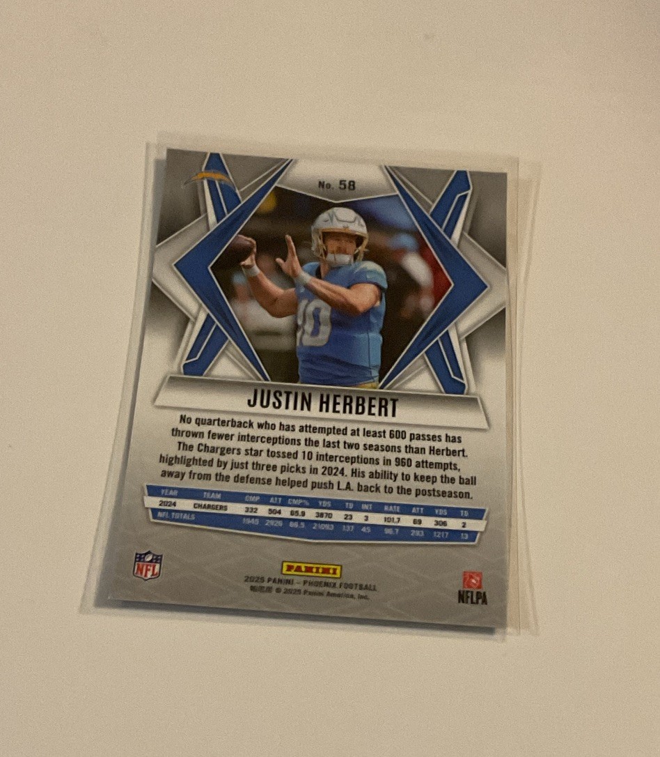 Panini 2025 Phoenix Justin Herbert #58 Los Angeles Chargers Silver Parallel