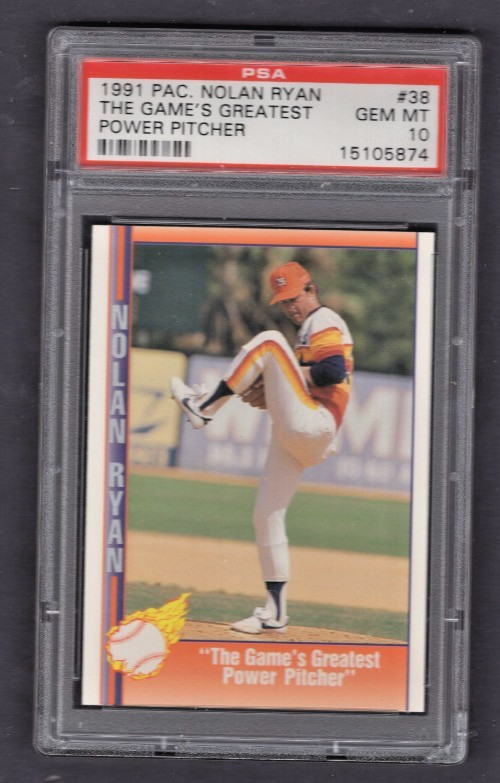 1991 PACIFIC NOLAN RYAN TEXAS EXPRESS #38 GAME’S GREATEST POWER PSA 10 GEM MINT