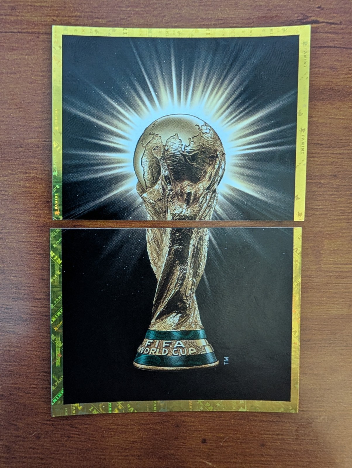 2022 Panini World Cup Sticker FWC2 & FWC3 Trophy FIFA Qatar Gold Foil