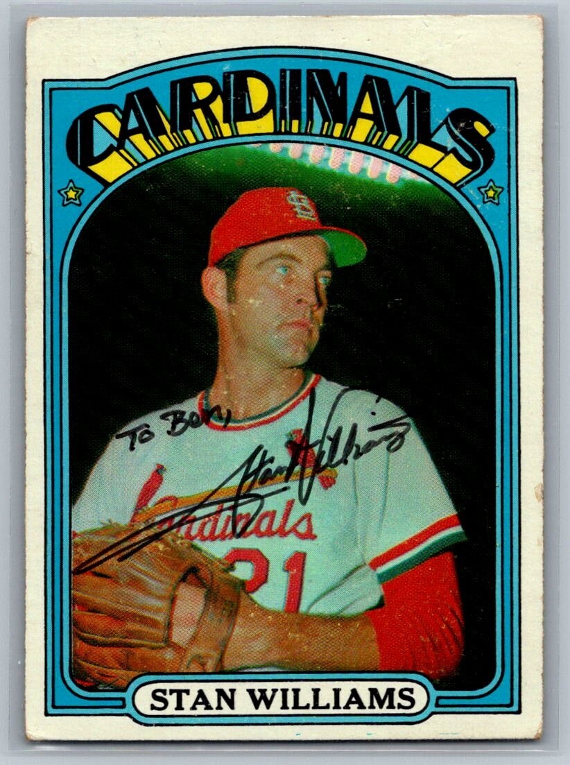 1972 Topps #9 Stan Williams St. Louis Cardinals Auto Autograph READ