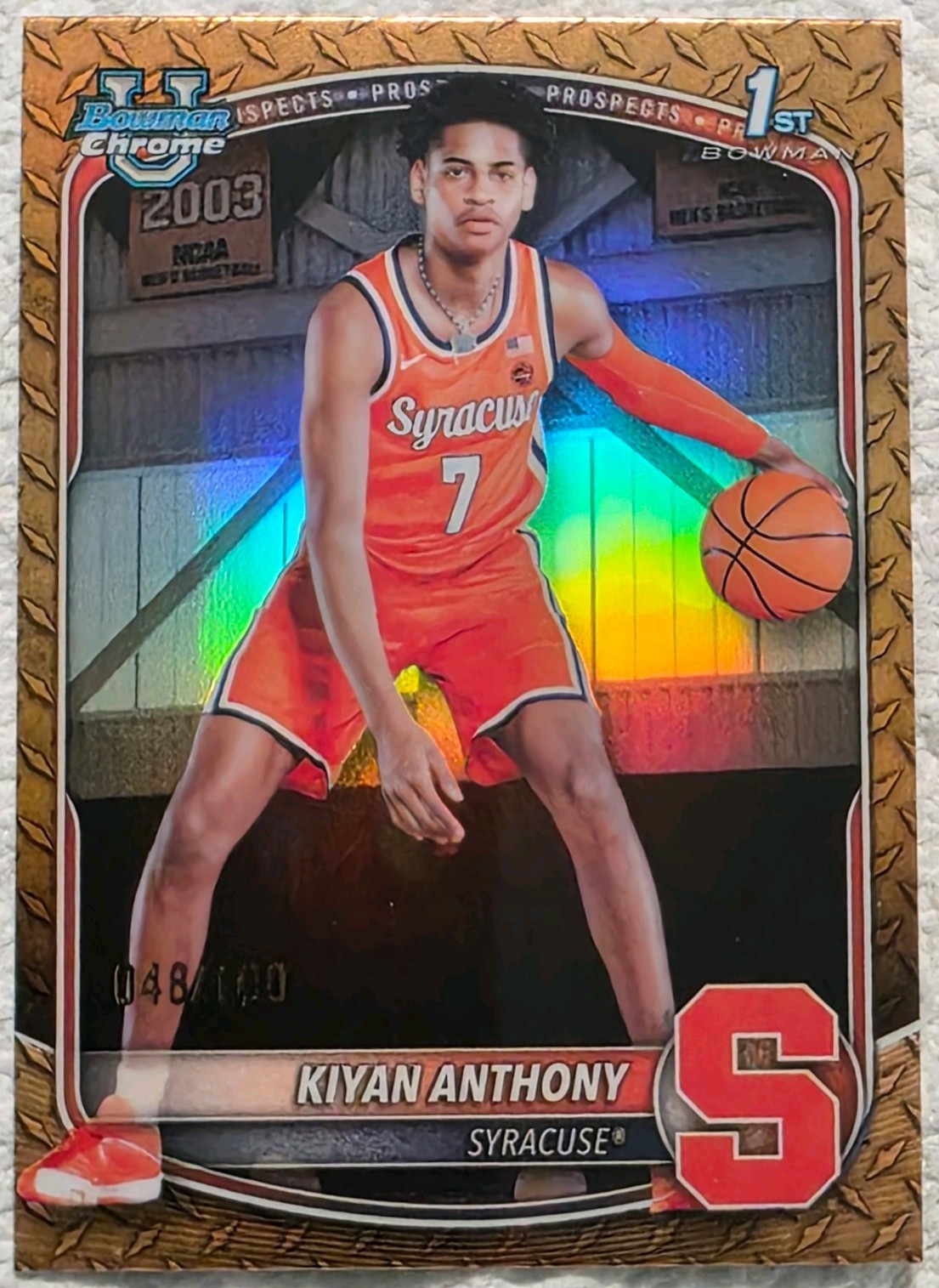 2025-26 Topps Bowman Chrome Kiyan Anthony Syracuse Orange #/100 Steel Metal Ref