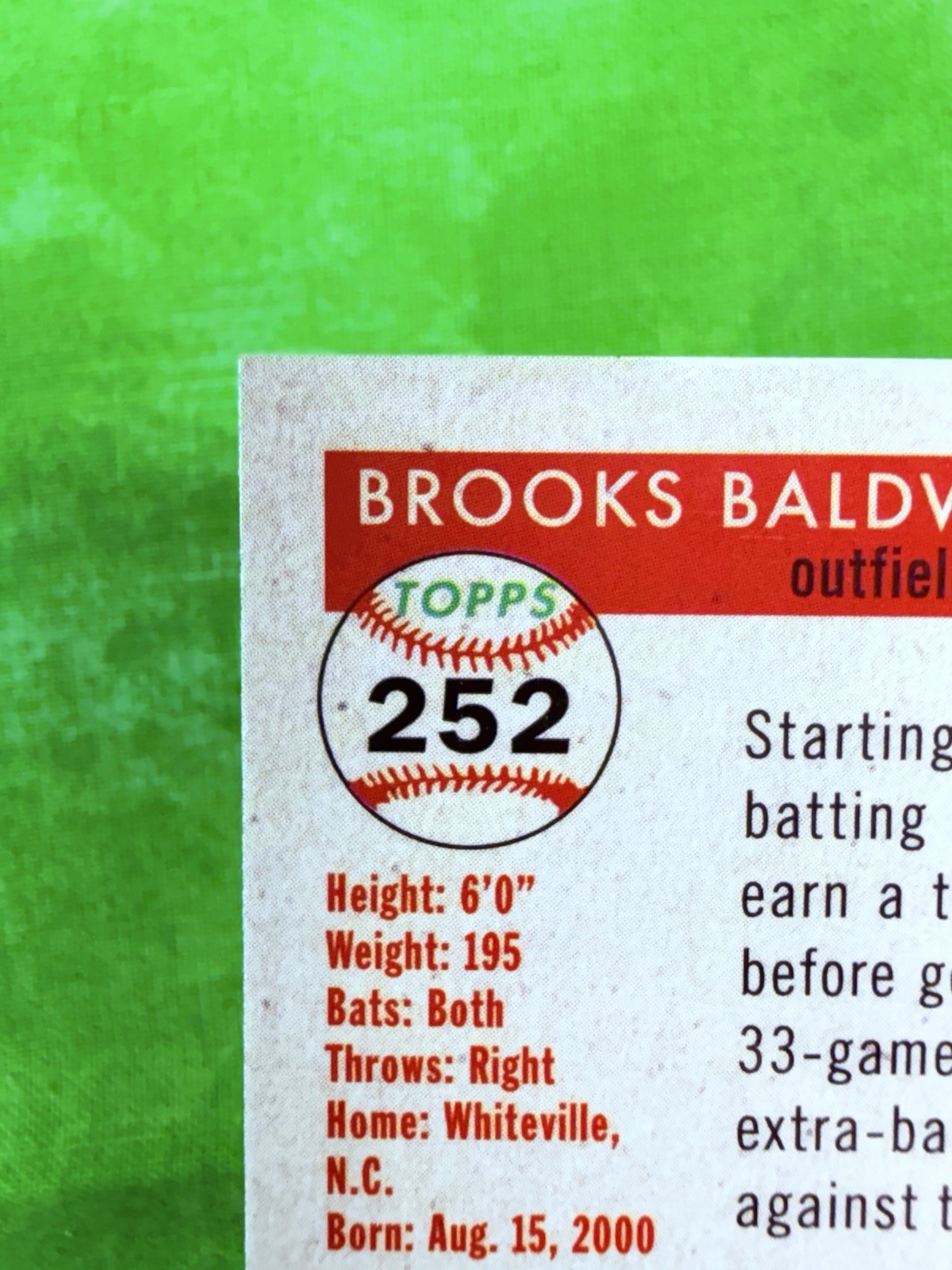 Brooks Baldwin RC 2025 Topps Chrome Platinum Anniversary #252 Chicago White Sox