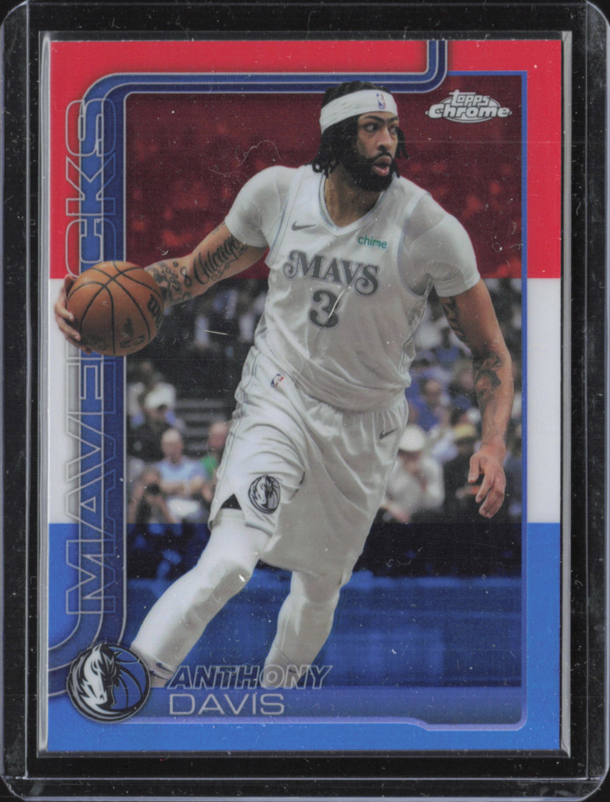 2025-26 Topps Chrome #96 Anthony Davis Red White and Blue Refractor