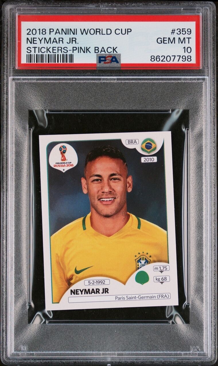 2018 Panini World Cup Stickers #371 NEYMAR JR. Pink BACK PSA 10 Gem BRAZIL