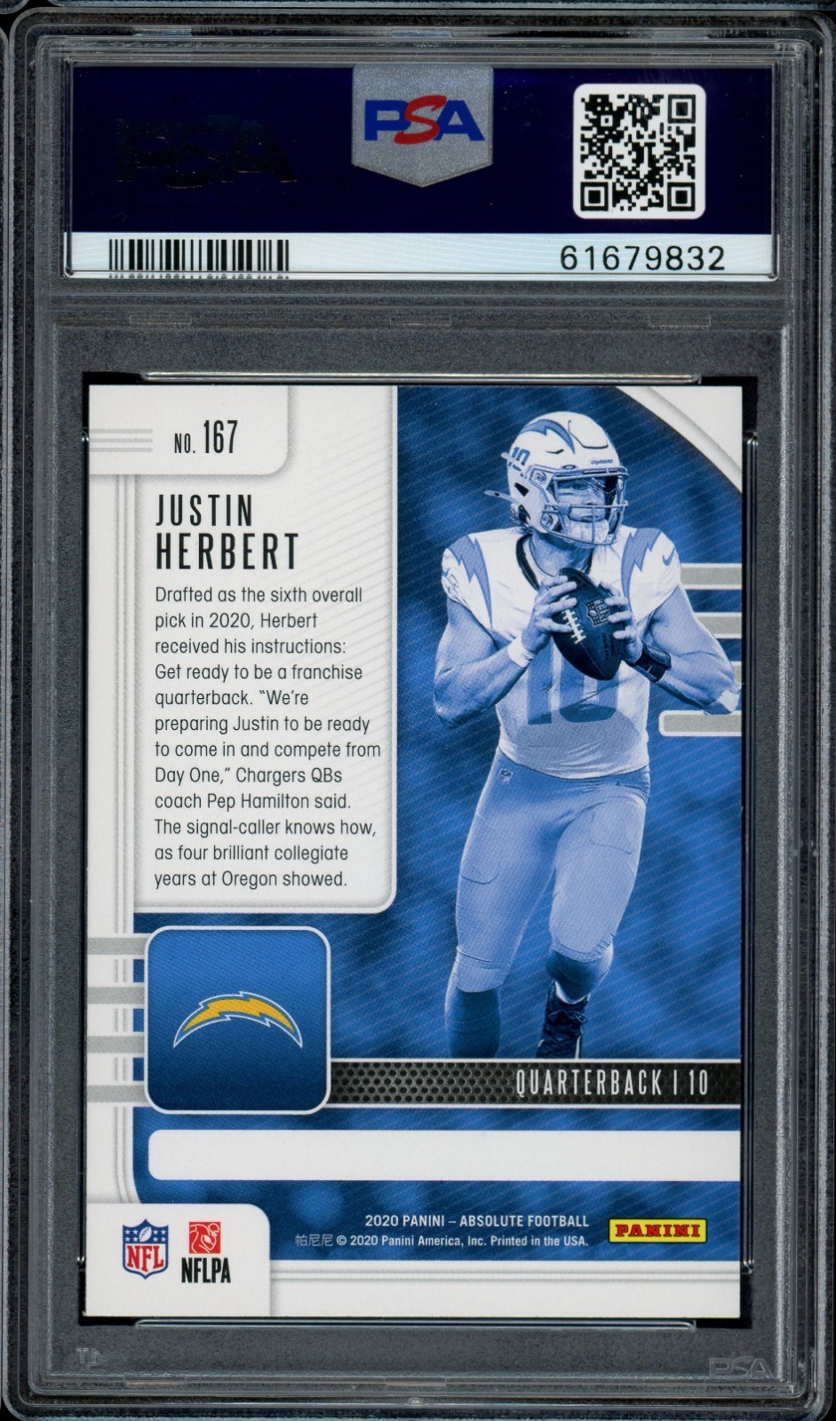 PSA 10 2020 PANINI ABSOLUTE JUSTIN HERBERT