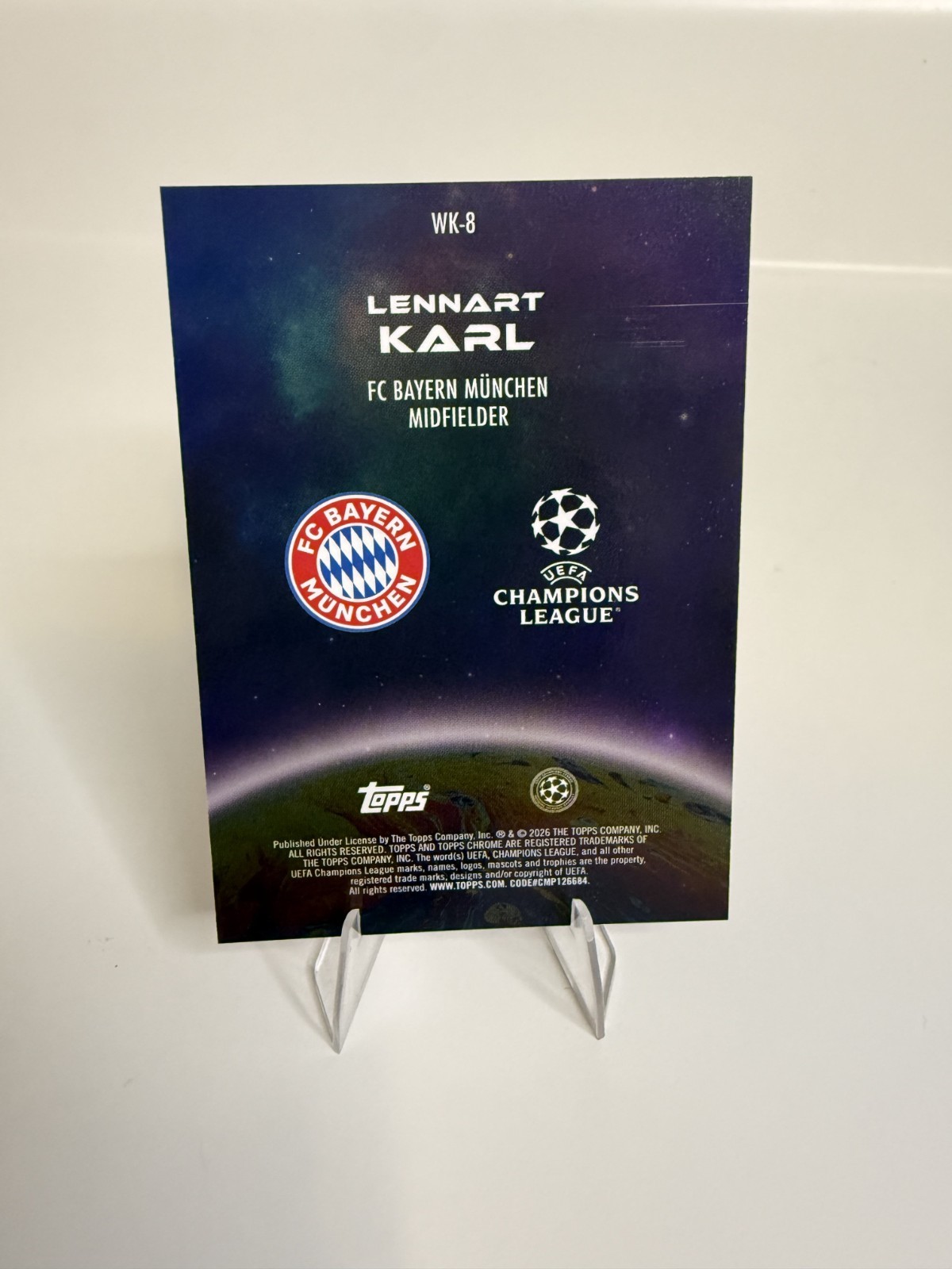 2025-26 Topps Chrome UCC – Lennart Karl Wonderkids RC WK-8 Bayern Munich/Germany