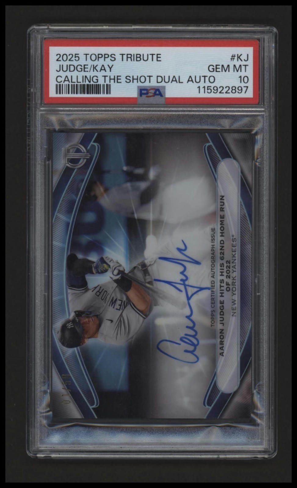 2025 Topps Tribute Aaron Judge Calling the Shot Dual Auto /50 PSA 10 SSP Yankees