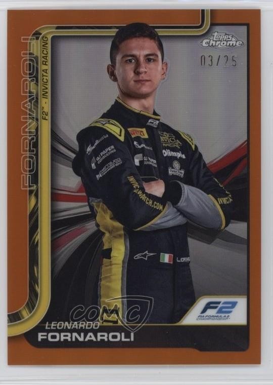 2025 Chrome Formula 1 F2 Drivers Orange Refractor 3/25 Leonardo Fornaroli vv7