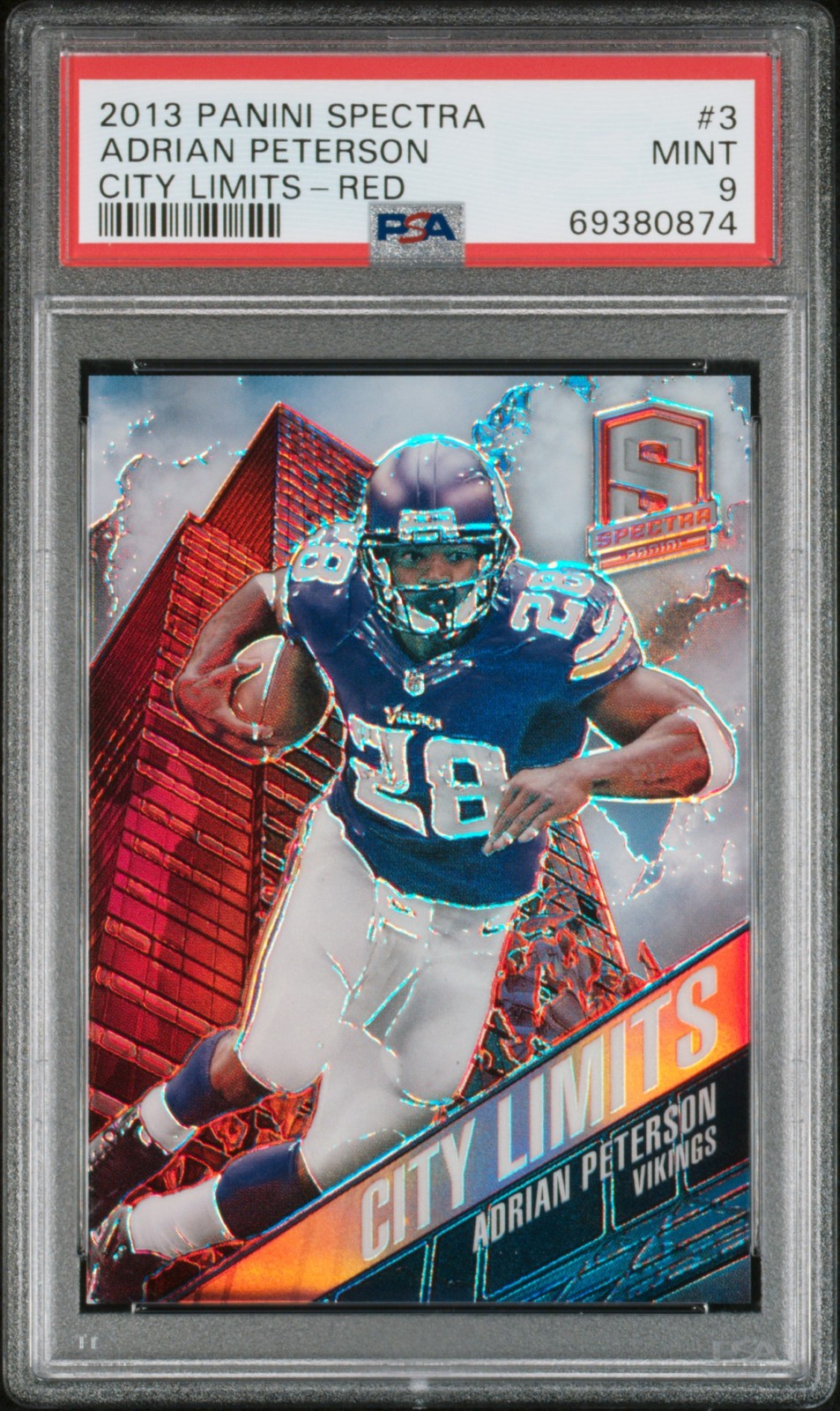2013 Panini Spectra Adrian Peterson City Limits Red 21/25 #3 PSA 9