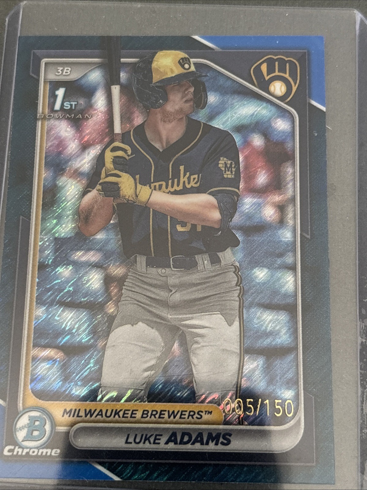 2024 Bowman – Chrome Prospects Luke Adams #BCP-50 Blue Refractor /150 (RC)