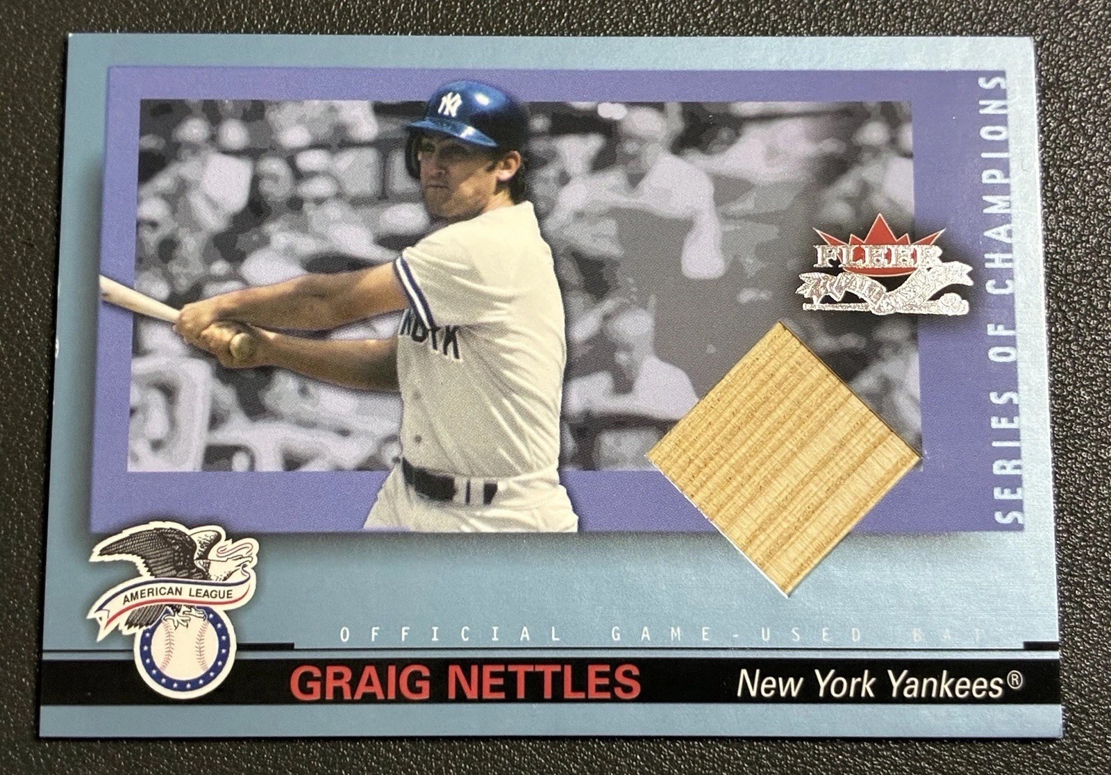 2002 Fleer Fall Classic Series of Champions Graig Nettles Bat Relic SOC-GN EX+