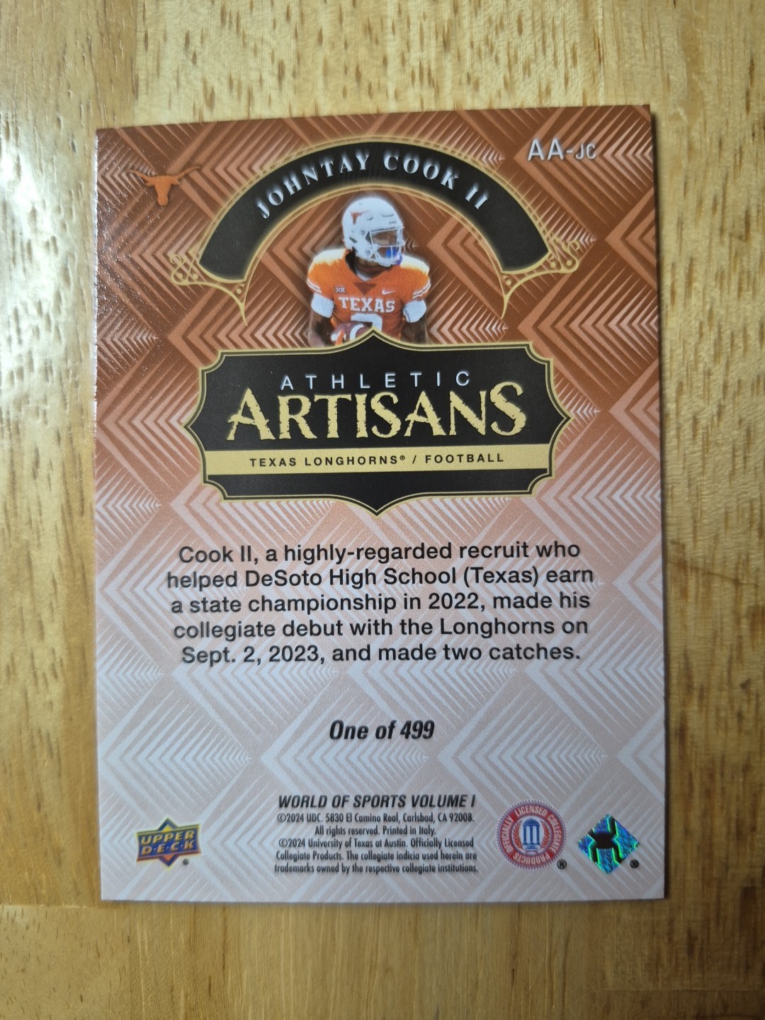 Johntay Cook II | 2025 Upper Deck World of Sports Athletic Artisans #AA-JC /499