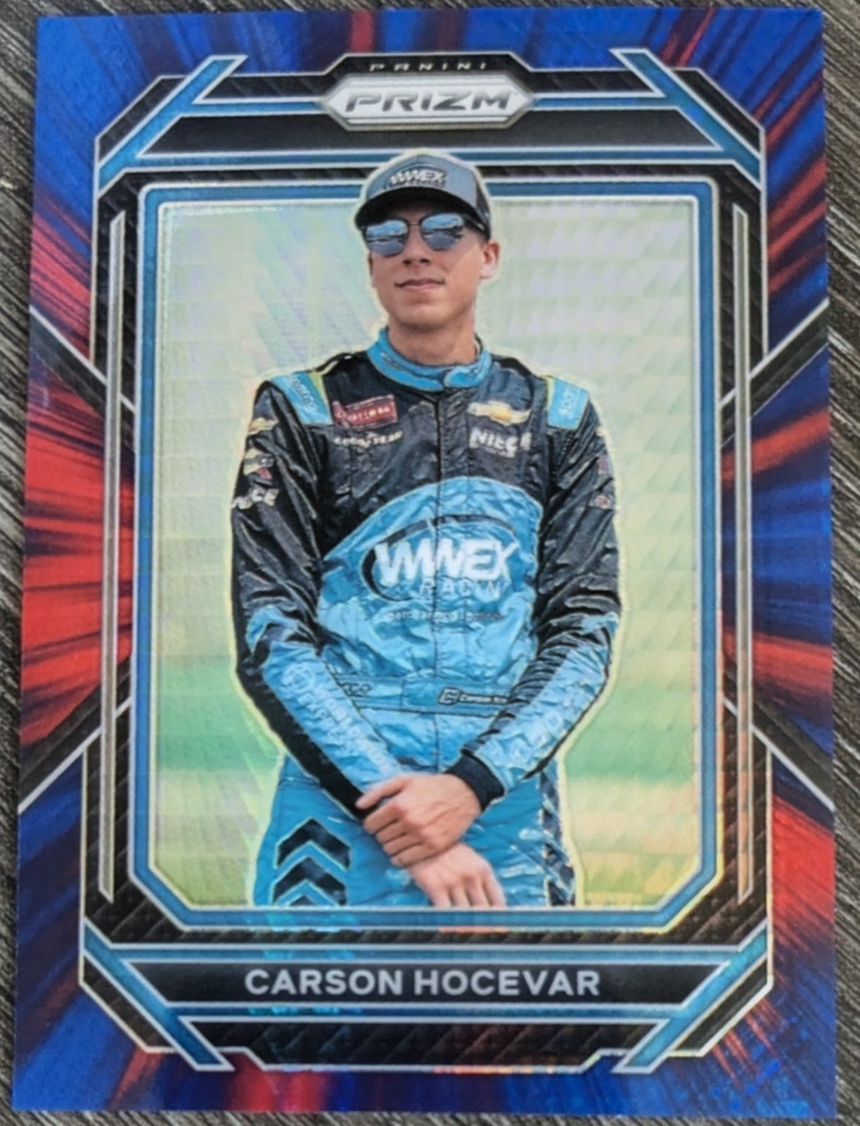 2023 Panini Prizm NASCAR Carson Hocevar Red Blue Prizm /299 #85