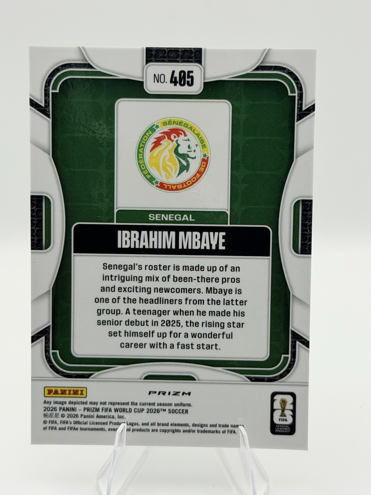 2026 Panini Prizm FIFA World Cup Ibrahim Mbaye Rookie #405 Senegal wave