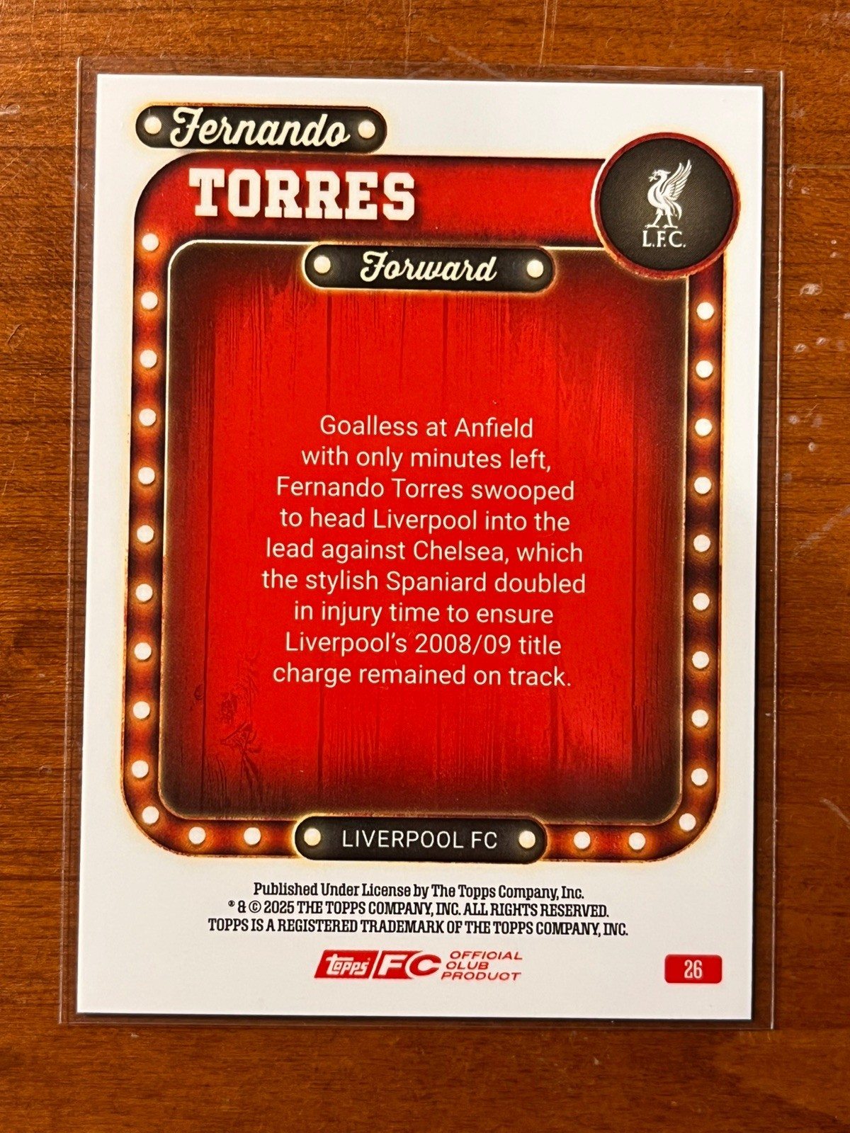 Fernando Torres *Orange /25* Liverpool 2025 Topps Collector’s Tin Name in Lights