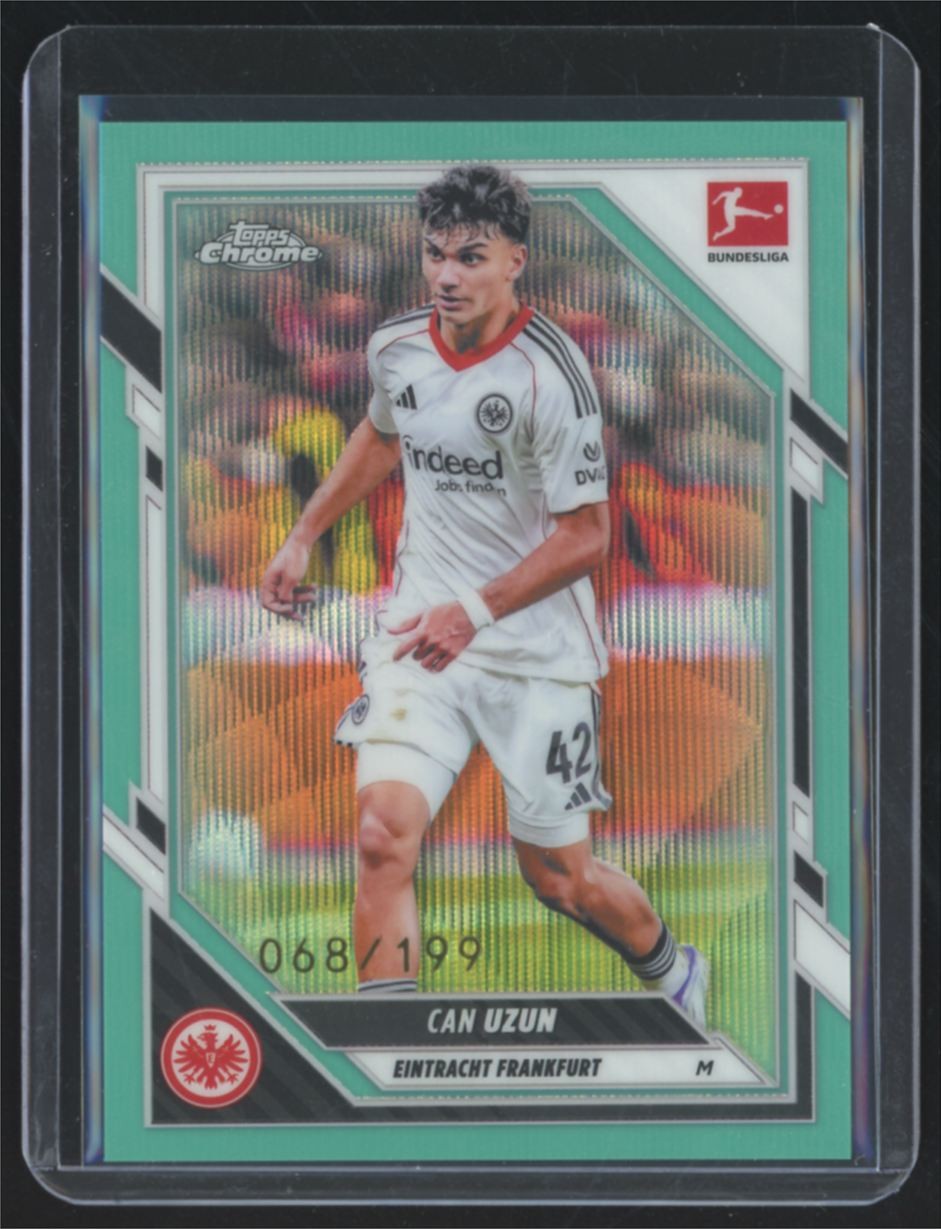 2026 Topps Chrome Bundesliga Can Uzun /199 Eintrach Frankfurt #27 Aqua Wave