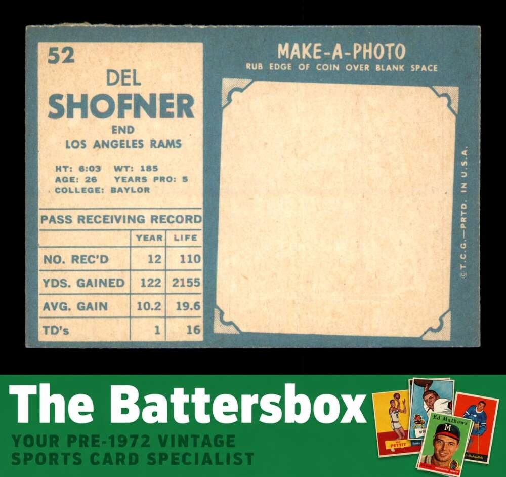 1961 Topps #52 Del Shofner NM+ X3772530