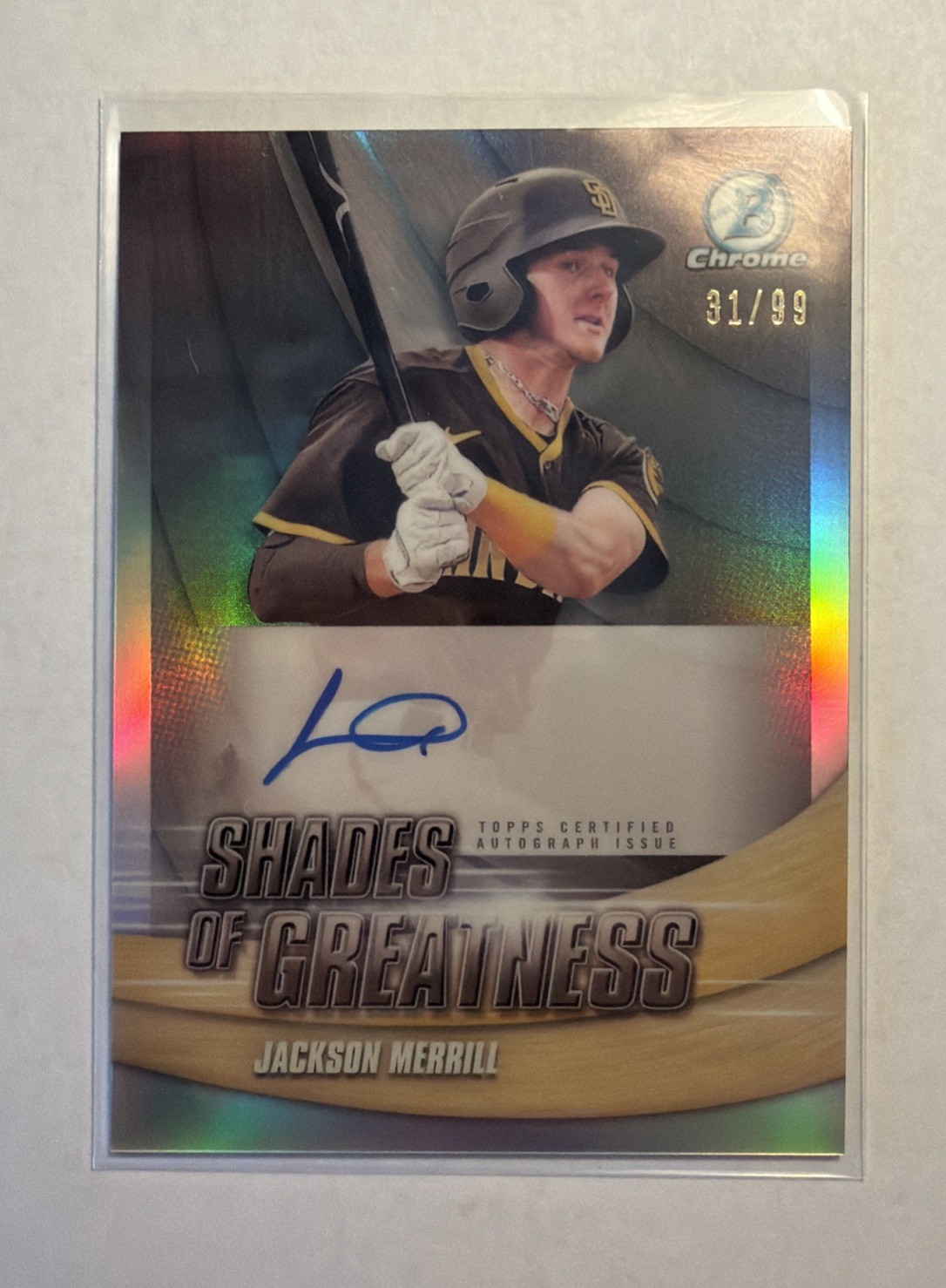 2022 Bowman Chrome – Shades of Greatness Autographs Jackson Merrill #SGA-JM /99