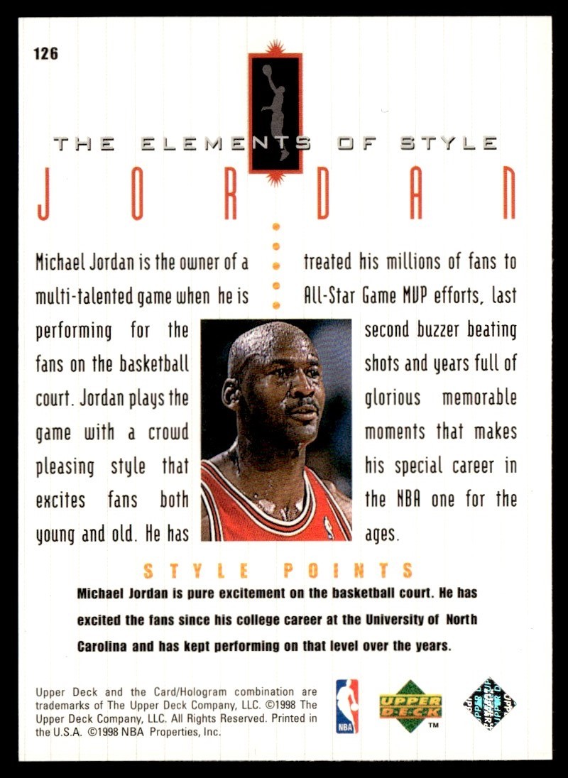 1998-99 Upper Deck The Elements of Style Michael Jordan Chicago Bulls #126