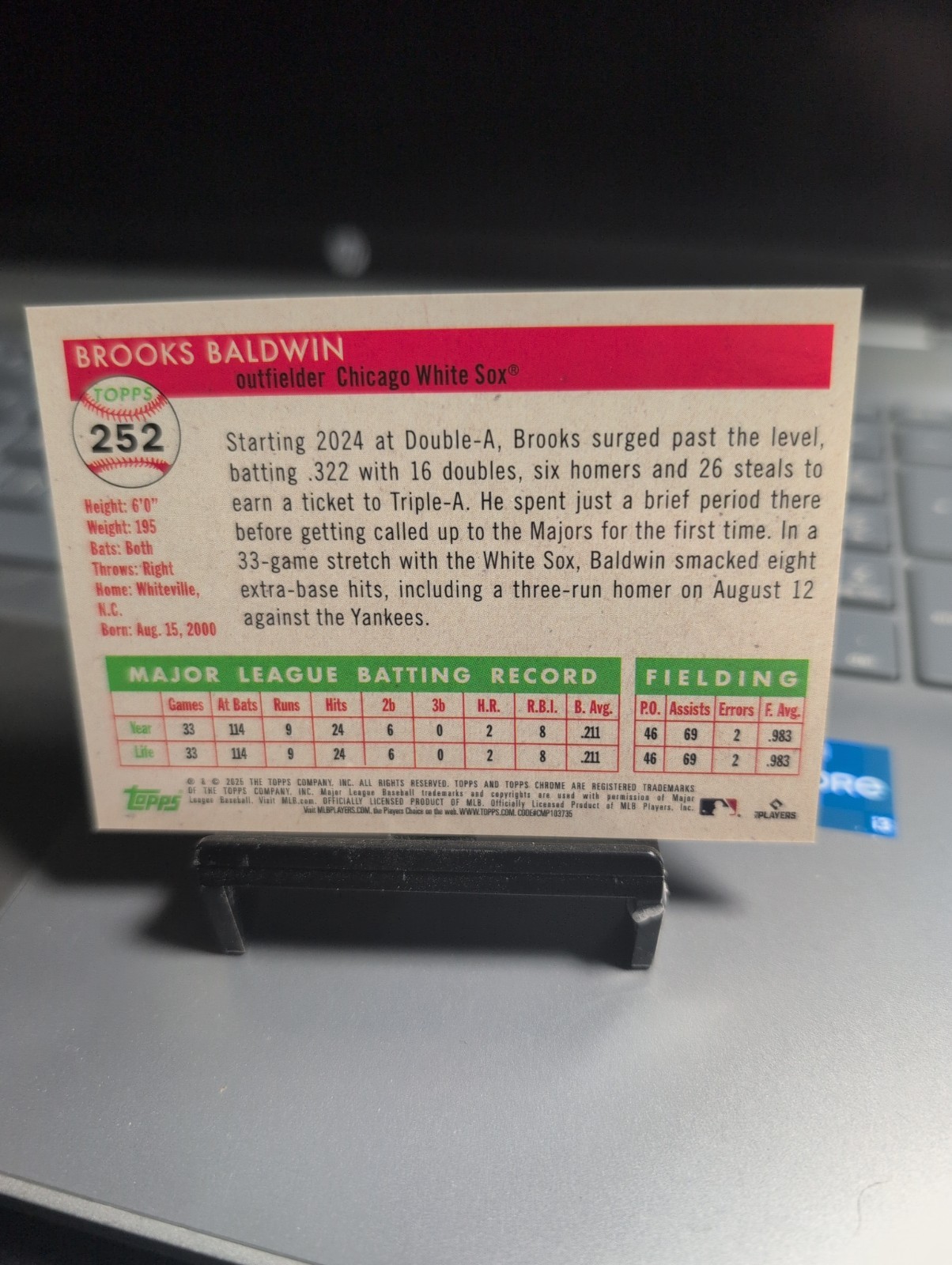 2025 Topps Chrome Platinum – Brooks Baldwin RC SSP Yellow Vibration /50