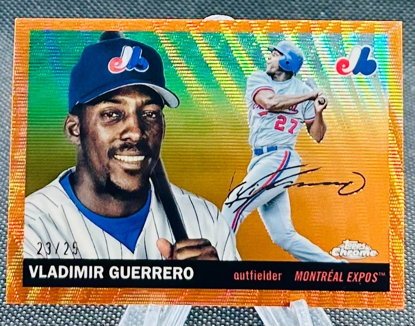 2025 Topps Chrome Platinum Anniversary Orange Wave Vladimir Guerrero #’d 23/25