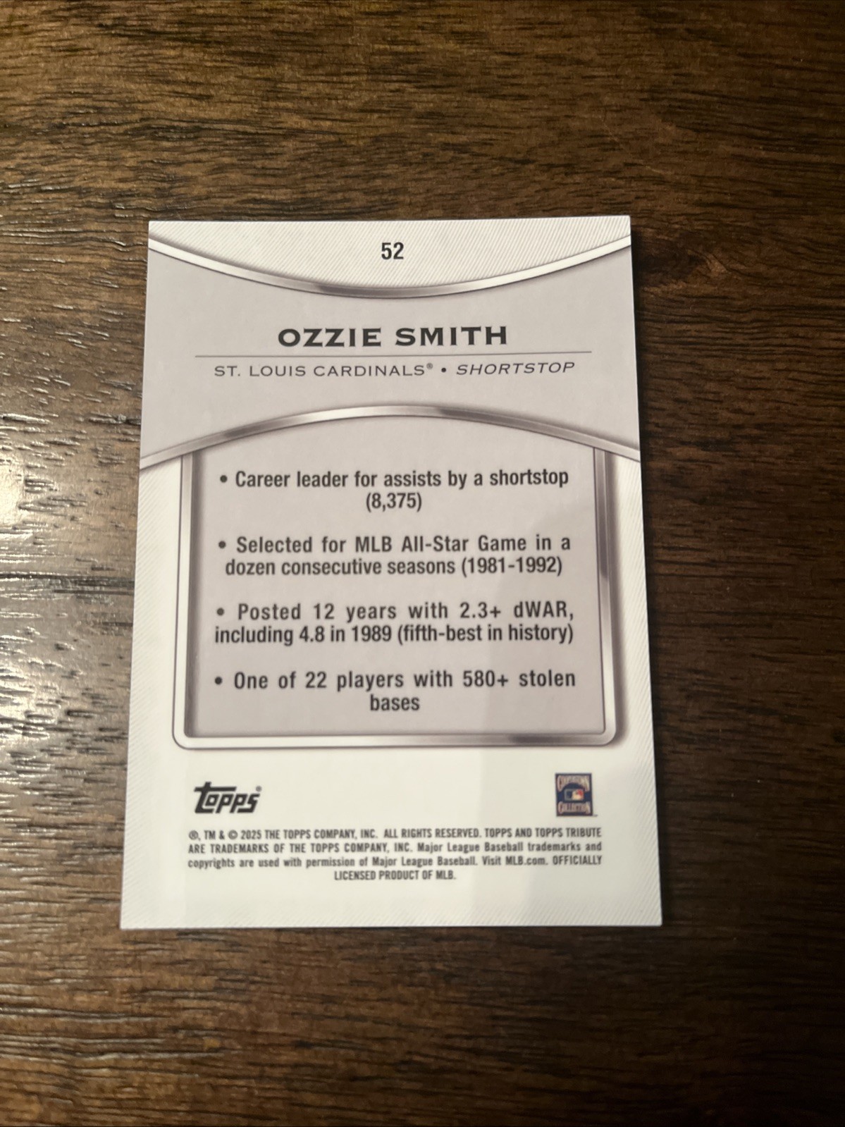 2025 Topps Tribute – Ozzie Smith #52 Blue /150 St. Louis Cardinals MLB Baseball