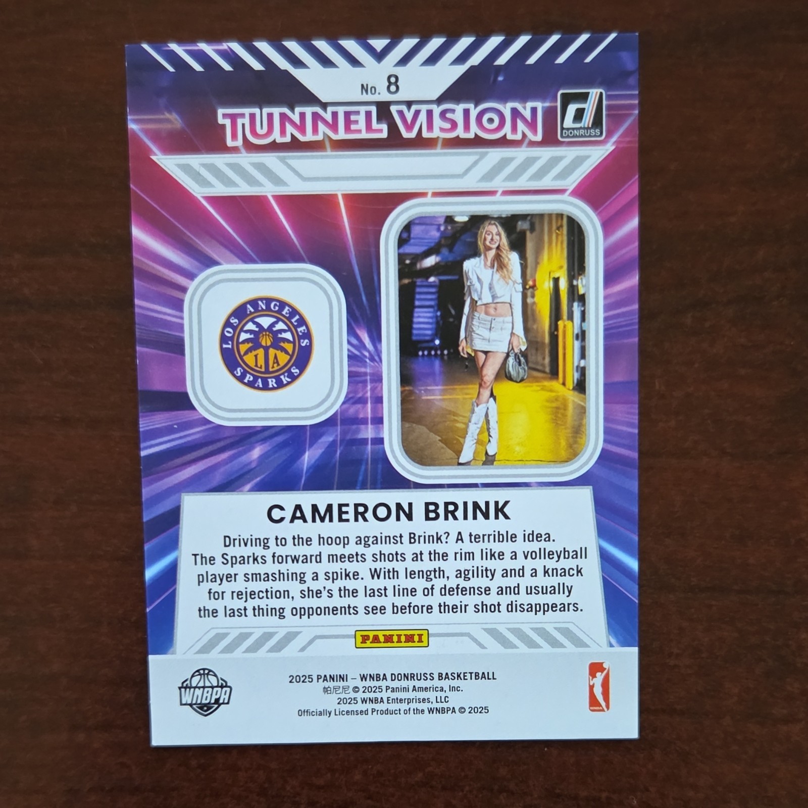 Panini 2025 Donruss WNBA Tunnel Vision #8 Cameron Brink Serial # Gold Holo