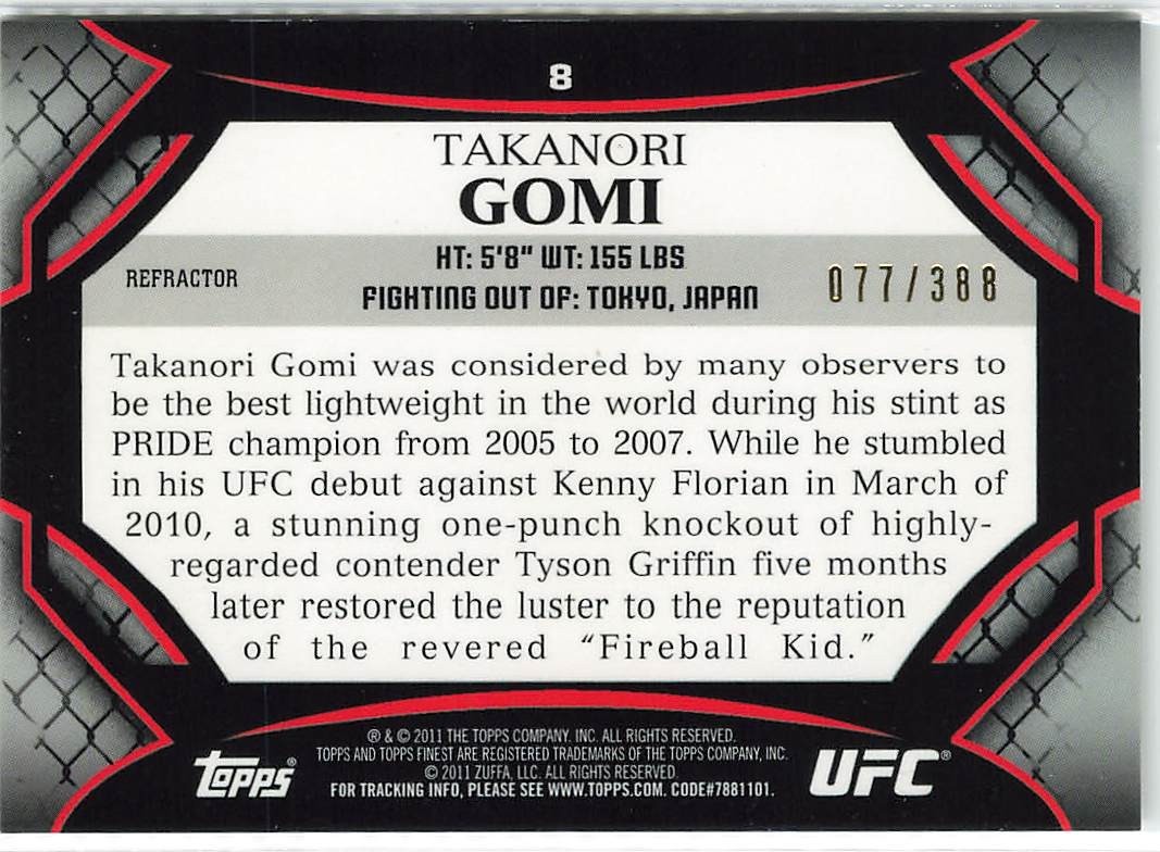 2011 Topps UFC Finest – Takanori Gomi – X-Fractor Refractor 077/388 Xfractor