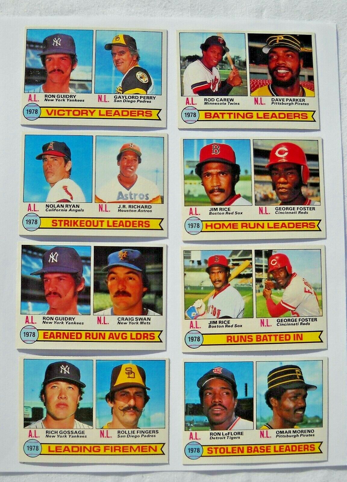 1979 Topps League Leaders Subset (8 Cards) EXMT or Better